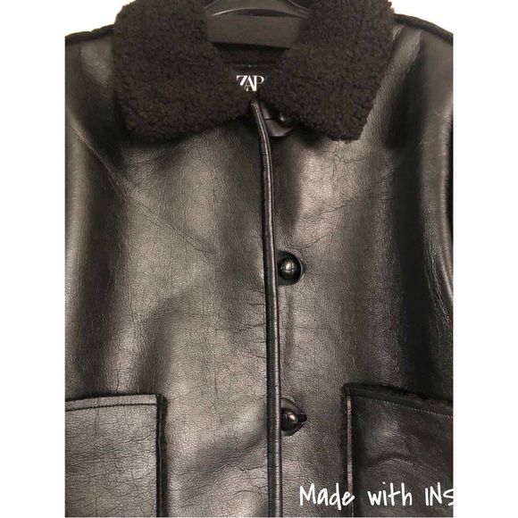 Zara Faux Leather Lined with Faux Shearling Jacket - Picture 10 of 16